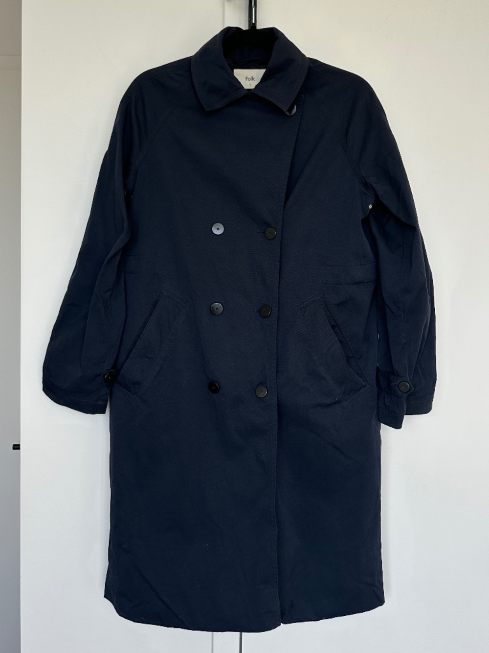 Folk navy blue women’s trench coat